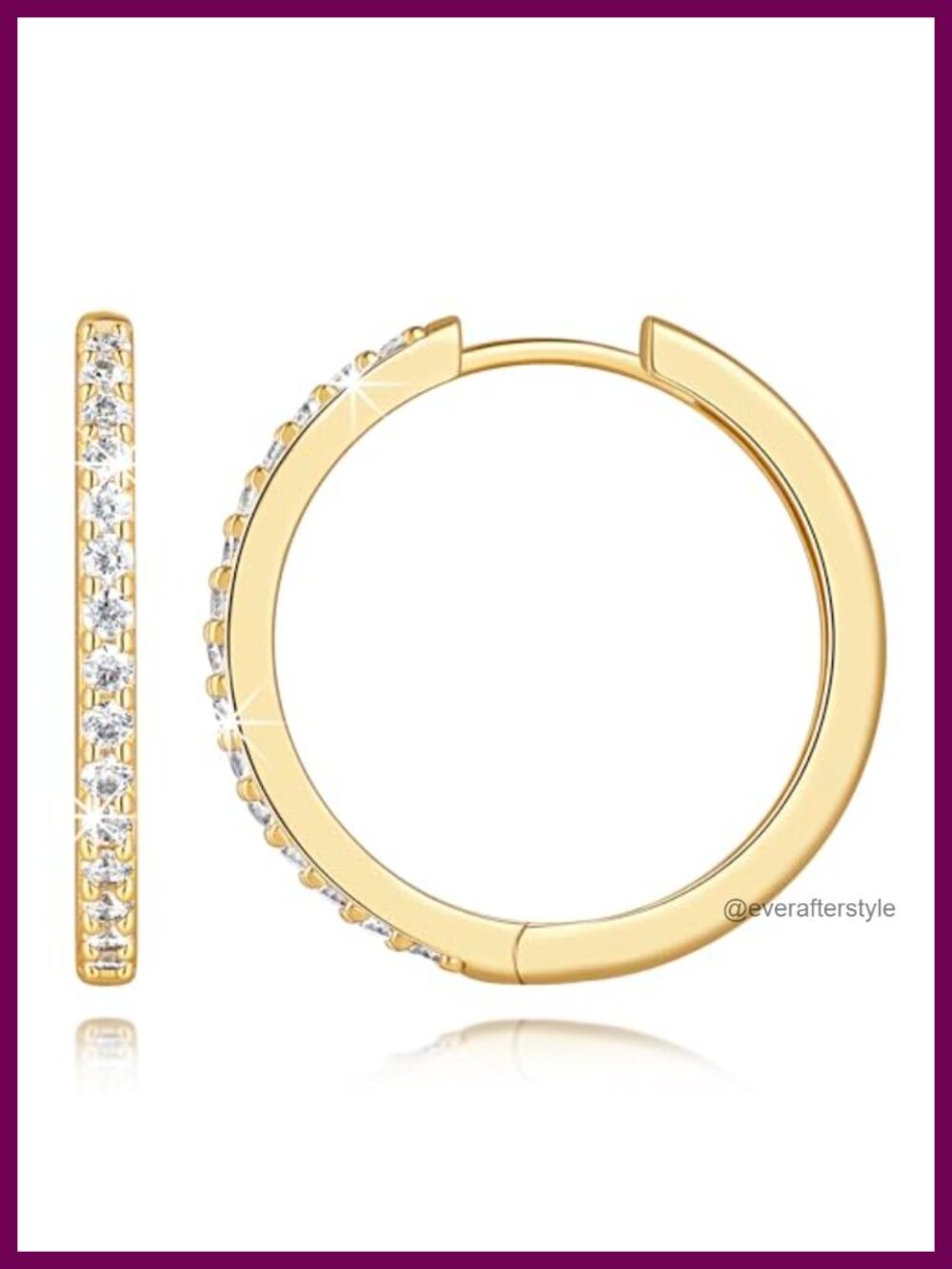 14K Gold Plated Hoop Earrings Cubic Zirconia Hinged Hoop Women